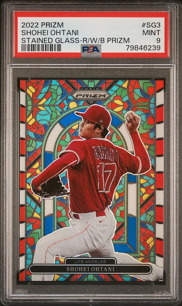 2022 Panini Prizm Stained Glass Sg3 Shohei Ohtani Red/white/blue Prizm PSA 9