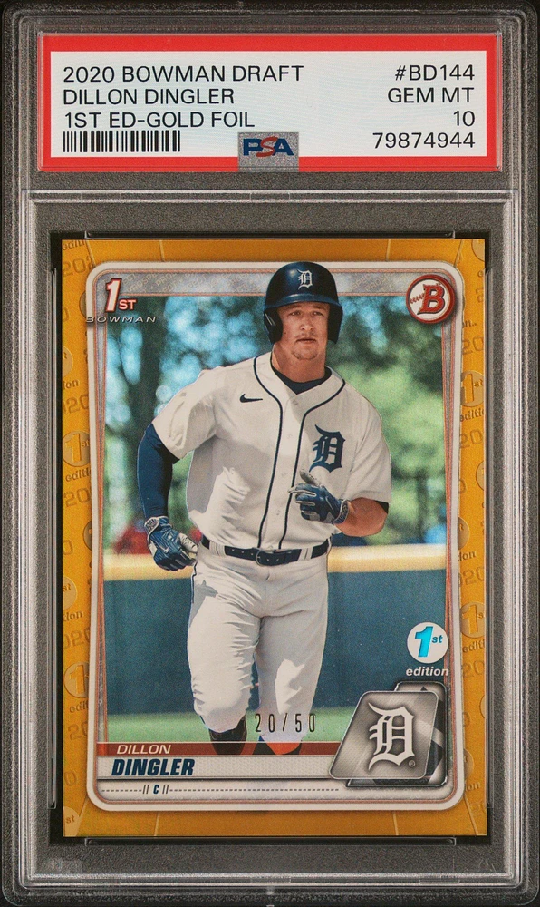 2020 Bowman Draft 1st Edition Bd144 Dillon Dingler Gold Foil PSA 10