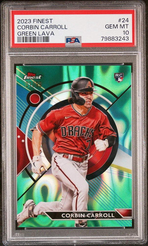 2023 Topps Finest 24 Corbin Carroll Green Lava PSA 10