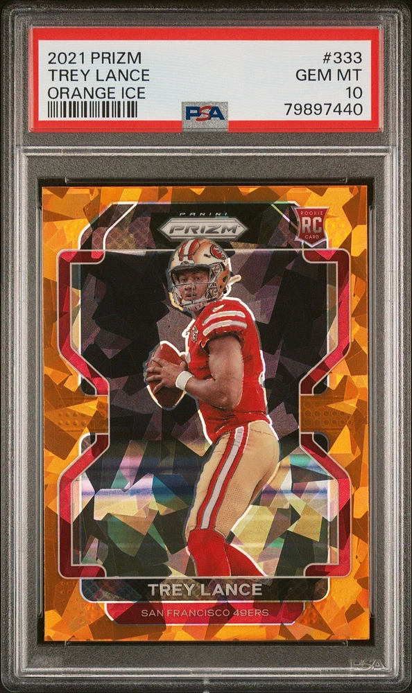 2021 Panini Prizm 333 Trey Lance Orange Ice PSA 10