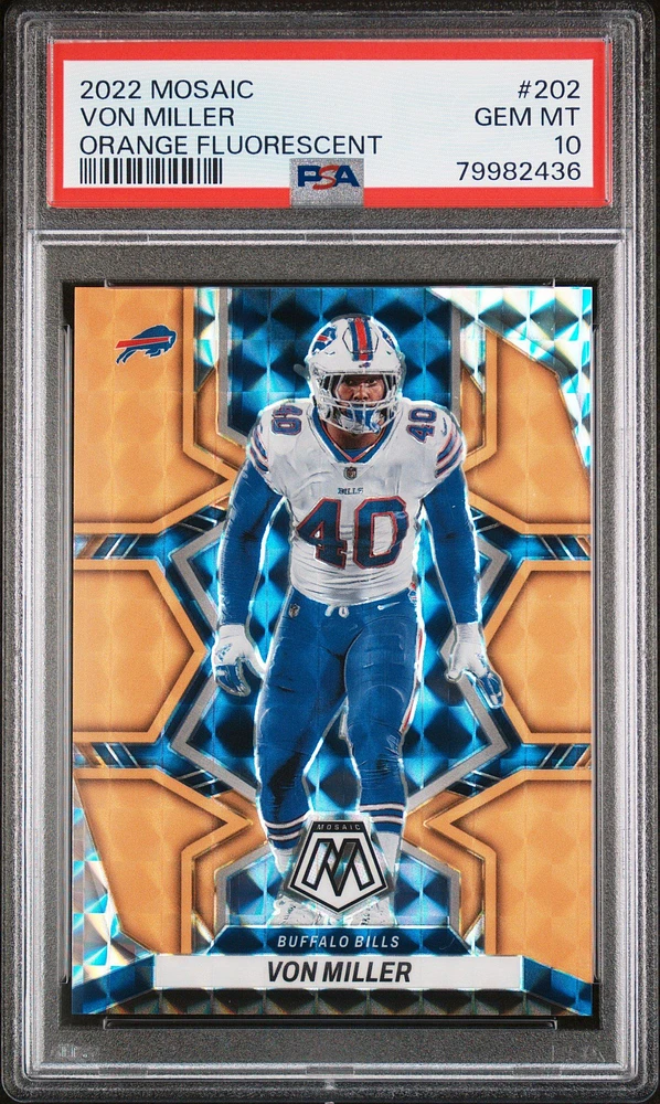 2022 Panini Mosaic 202 Von Miller Orange Fluorescent PSA 10