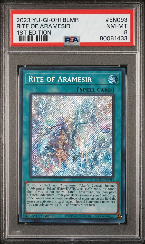 2023 Yu-gi-oh! Blmr-battles Of Legend: Monstrous Revenge En093 Rite Of Aramesir 1st Edition PSA