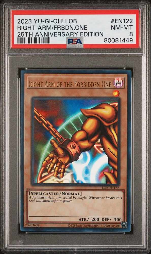 2023 Yu-gi-oh! Legend Of Blue Eyes White Dragon 25th Anniversary Edition En122 Right Arm Of The Forbidden One PSA