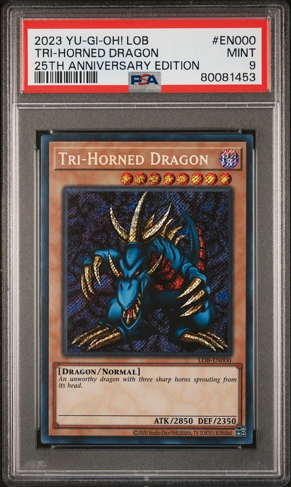 2023 Yu-gi-oh! Legend Of Blue Eyes White Dragon 25th Anniversary Edition En000 Tri-horned Dragon PSA 9