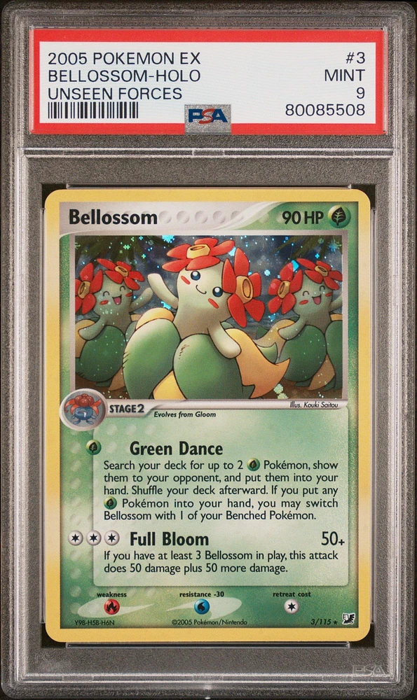 2005 Pokemon Ex Unseen Forces 3 Bellossom-holo PSA 9