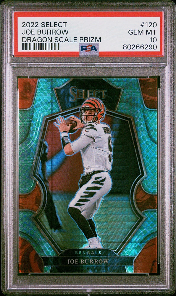 2022 Panini Select 120 Joe Burrow Dragon Scale Prizm PSA 10