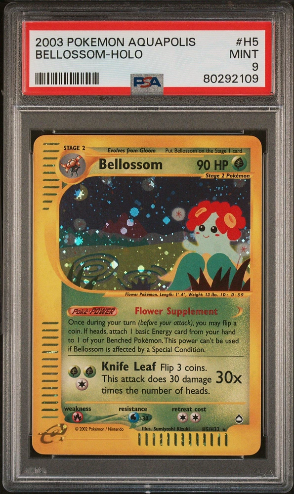 2003 Pokemon Aquapolis H5 Bellossom-holo PSA 9