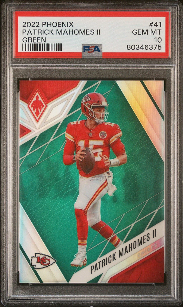 2022 Panini Phoenix 41 Patrick Mahomes Ii Green PSA 10