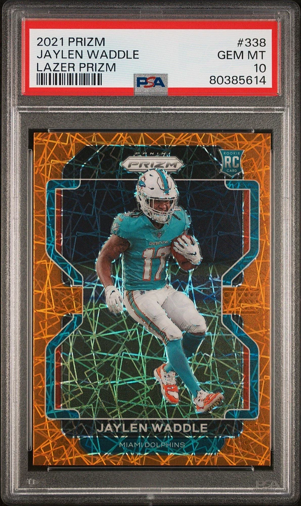 2021 Panini Prizm 338 Jaylen Waddle Lazer Prizm PSA 10