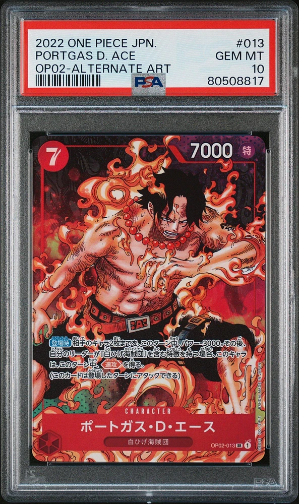 2022 One Piece Japanese Paramount War 013 Portgas D. Ace Alternate Art PSA 10