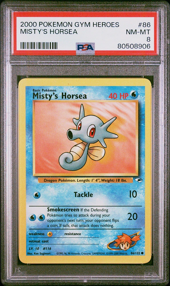 2000 Pokemon Gym Heroes 86 Misty's Horsea PSA