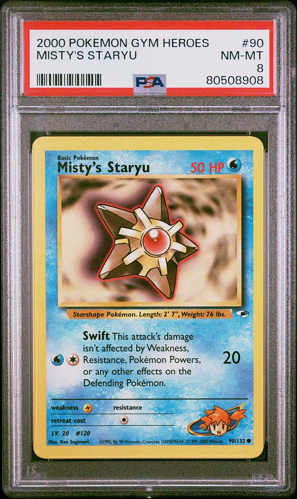 2000 Pokemon Gym Heroes 90 Misty's Staryu PSA 8