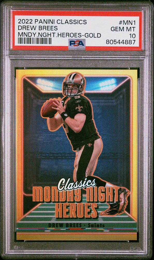 2022 Panini Classics Monday Night Heroes Mn1 Drew Brees Gold PSA 10