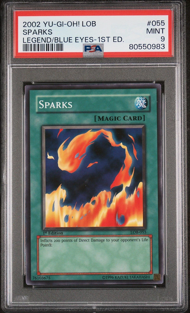 2002 Yu-gi-oh! Lob-legend Of Blue Eyes White Dragon 055 Sparks 1st Edition PSA 9