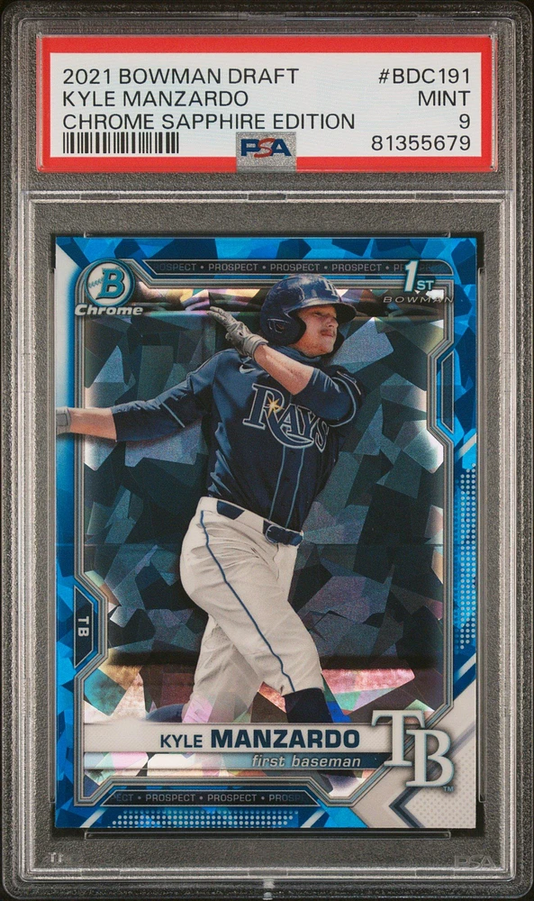 2021 Bowman Draft Chrome Sapphire Edition Bdc191 Kyle Manzardo PSA 9