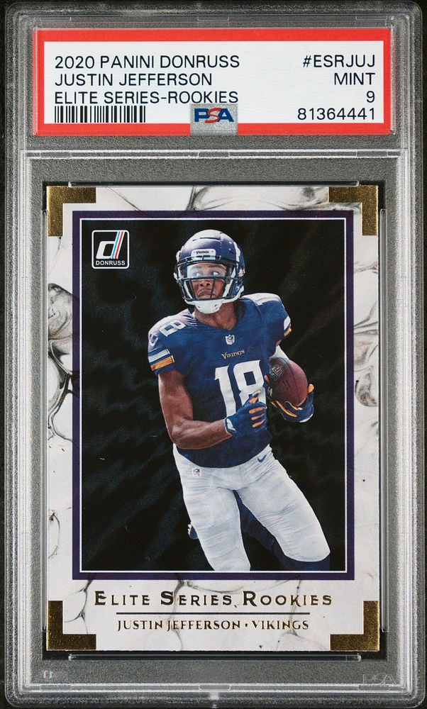 2020 Panini Donruss Elite Series Esrjuj Justin Jefferson Rookies PSA 9