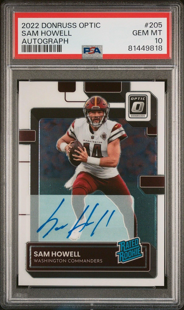 2022 Panini Donruss Optic 205 Sam Howell Autograph PSA 10