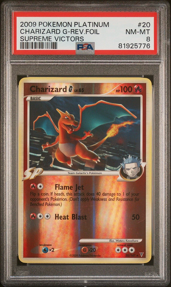2009 Pokemon Platinum Supreme Victors 20 Charizard G-reverse Foil PSA 8