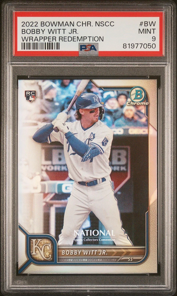 2022 Bowman Chrome Nscc Wrapper Redemption Bw Bobby Witt Jr. PSA 9