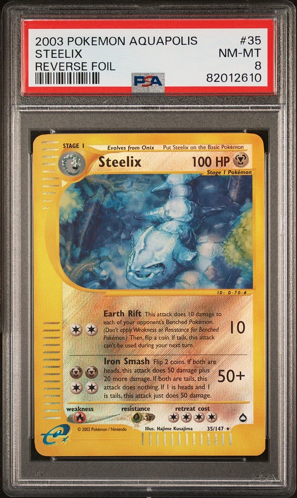 2003 Pokemon Aquapolis 35 Steelix-reverse Foil PSA 8