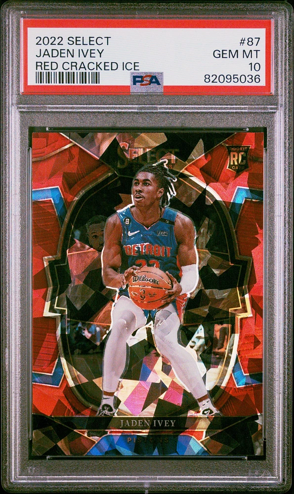 2022 Panini Select 87 Jaden Ivey Red Cracked Ice PSA 10