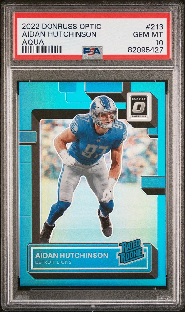 2022 Panini Donruss Optic 213 Aidan Hutchinson Aqua PSA 10