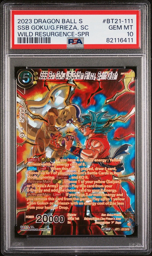 2023 Dragon Ball Super Card Game Series 21 Wild Resurgence Bt21-111 Ssb Son Goku Vs Golden Frieza, Spirit Clash Special Rare PSA 10