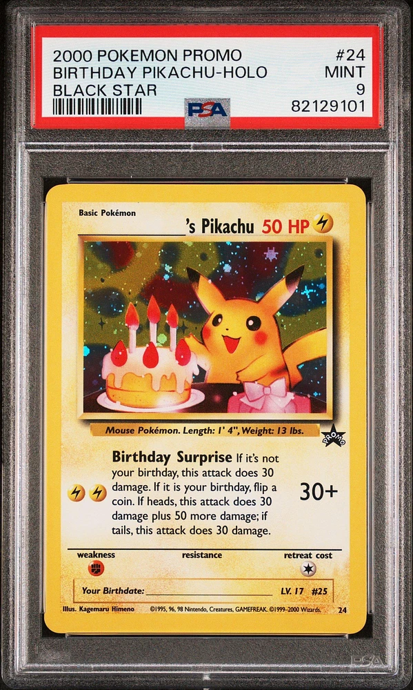 2000 Pokemon Promo Black Star 24 Birthday Pikachu PSA 9