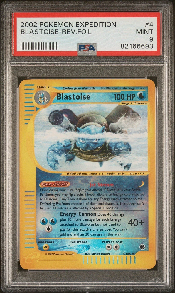 2002 Pokemon Expedition 4 Blastoise-reverse Foil PSA 9