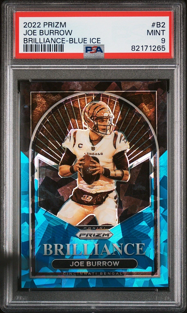 2022 Panini Prizm Brilliance B2 Joe Burrow Blue Ice PSA 9