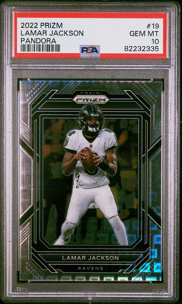 2022 Panini Prizm 19 Lamar Jackson Pandora PSA 10