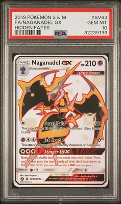 2019 Pokemon Sun & Moon Hidden Fates Sv63 Fa/naganadel Gx PSA 10