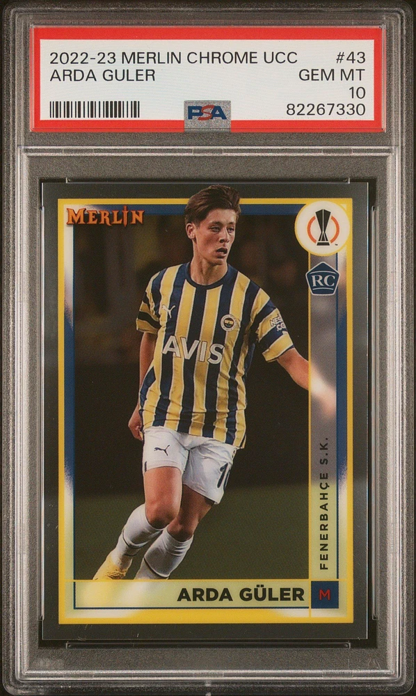 2022-23 Topps Merlin Chrome Uefa Club Competitions 43 Arda Guler PSA 10