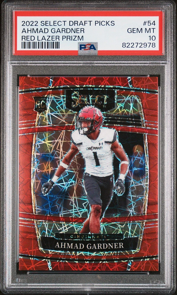 2022 Panini Select Draft Picks 54 Ahmad “sauce” Gardner Red Lazer Prizm PSA 10