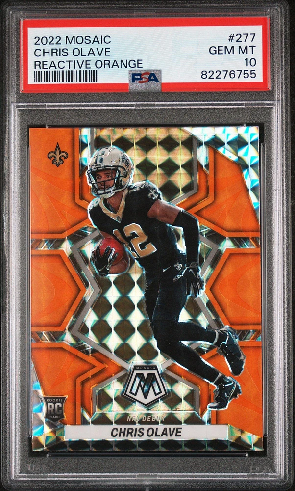 2022 Panini Mosaic 277 Chris Olave Reactive Orange PSA 10