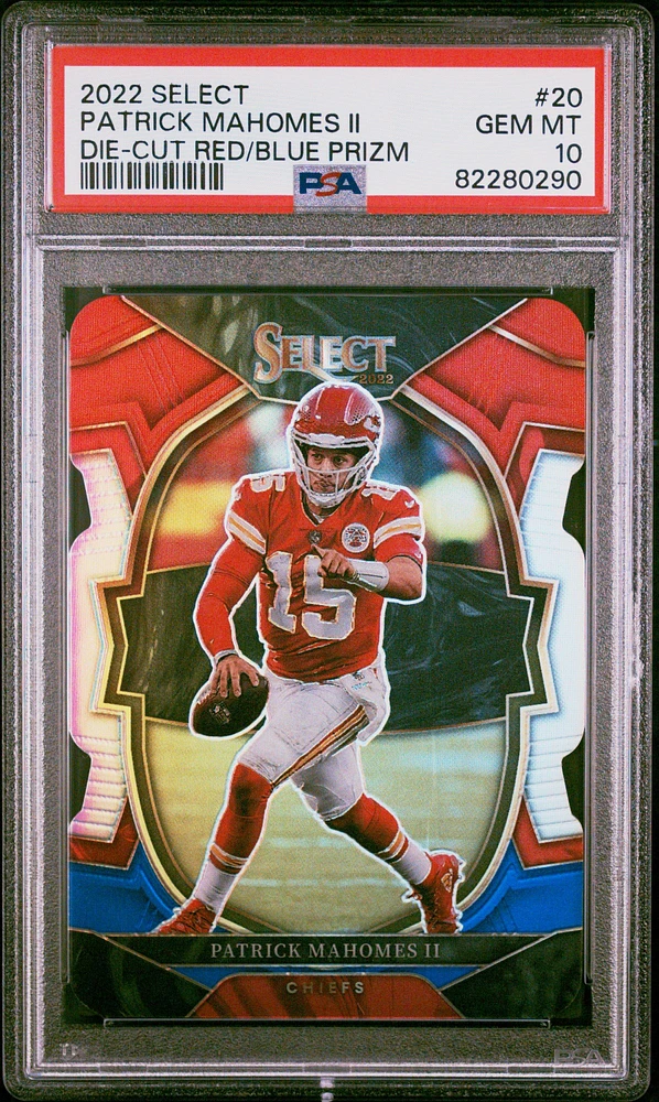 2022 Panini Select 20 Patrick Mahomes Ii Die-cut Red/blue Prizm PSA 10