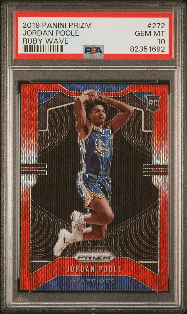 2019 Panini Prizm 272 Jordan Poole Ruby Wave PSA 10