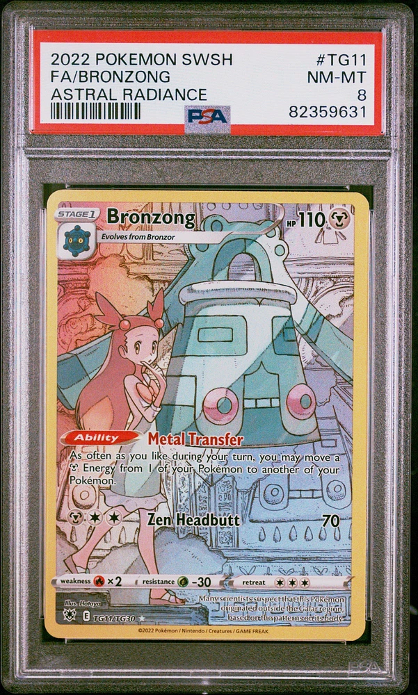 2022 Pokemon Sword & Shield Astral Radiance Tg11 Full Art/bronzong PSA 8
