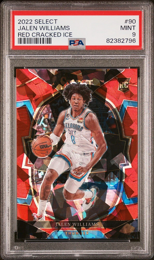 2022 Panini Select 90 Jalen Williams Red Cracked Ice PSA 9