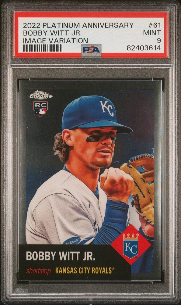 2022 Topps Chrome Platinum Anniversary 61 Bobby Witt Jr. Image Variation PSA 9