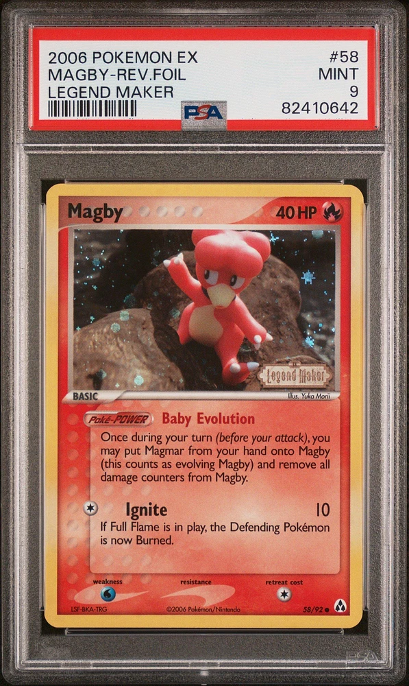 2006 Pokemon Ex Legend Maker 58 Magby-reverse Foil PSA 9