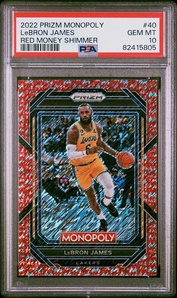 2022 Panini Prizm Monopoly 40 Lebron James Red Money Shimmer PSA 10