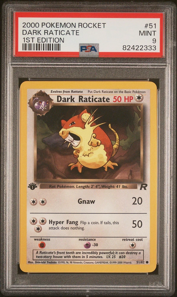 2000 Pokemon Rocket 51 Dark Raticate PSA 9
