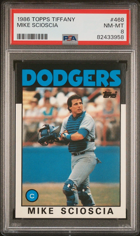 1986 Topps Tiffany 468 Mike Scioscia PSA 8