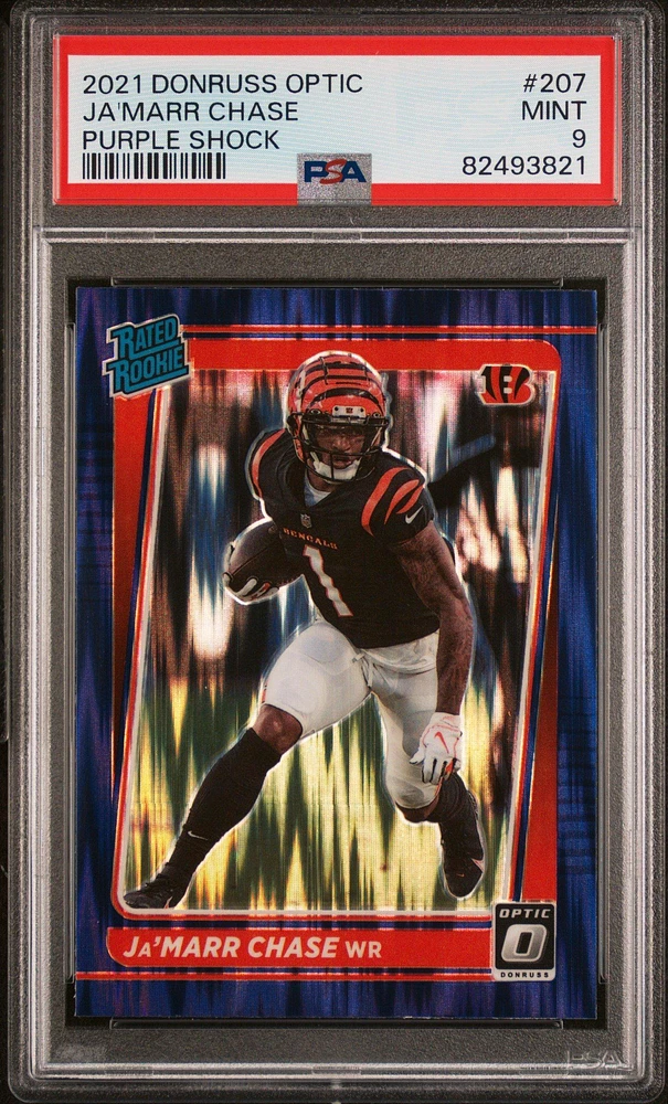 2021 Panini Donruss Optic 207 Ja'marr Chase Purple Shock PSA