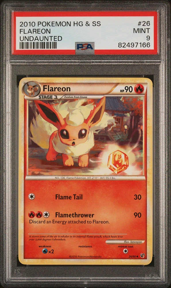 2010 Pokemon Heartgold & Soulsilver Undaunted 26 Flareon PSA 9
