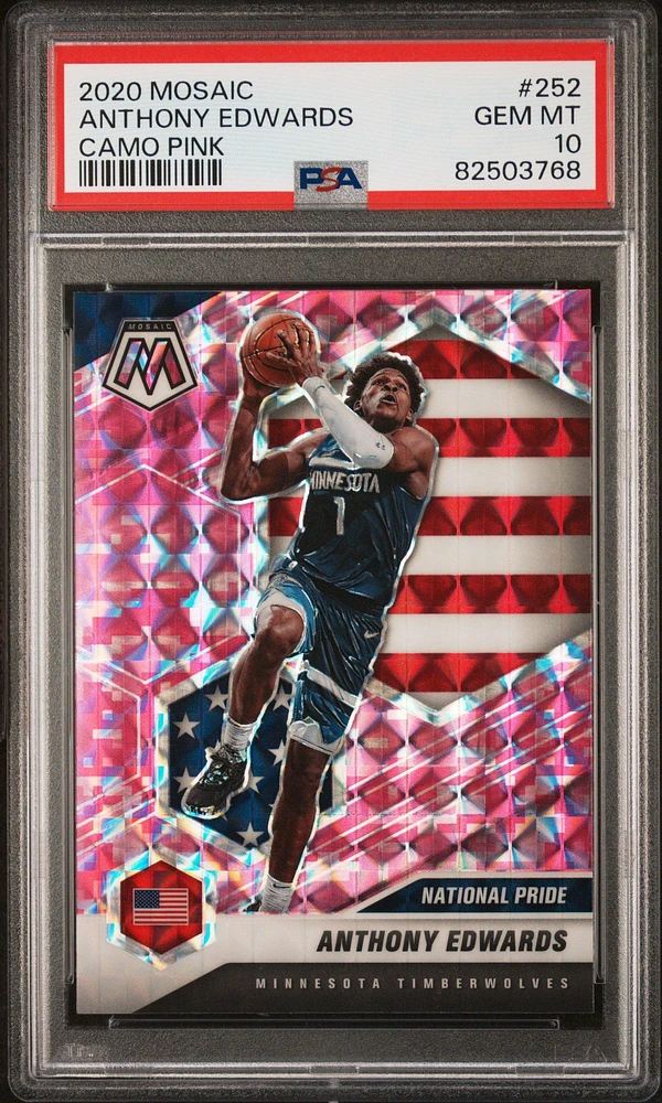 2020 Panini Mosaic Anthony Edwards Camo Pink PSA