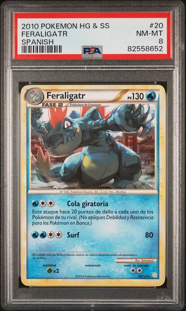 2010 Pokemon Heartgold & Soulsilver 20 Feraligatr Spanish PSA 8