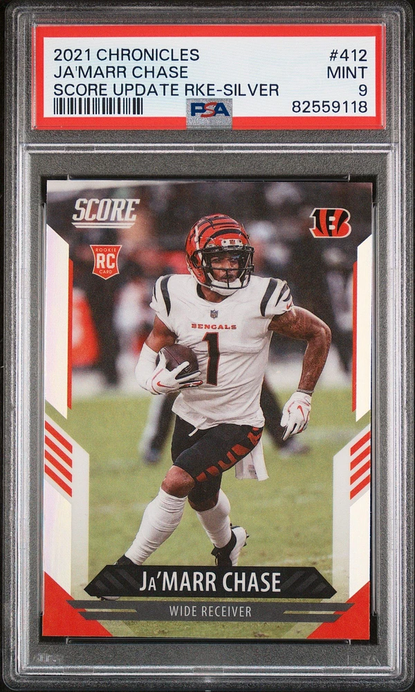 2021 Panini Chronicles Score Update Rookies 412 Ja'marr Chase Silver PSA 9