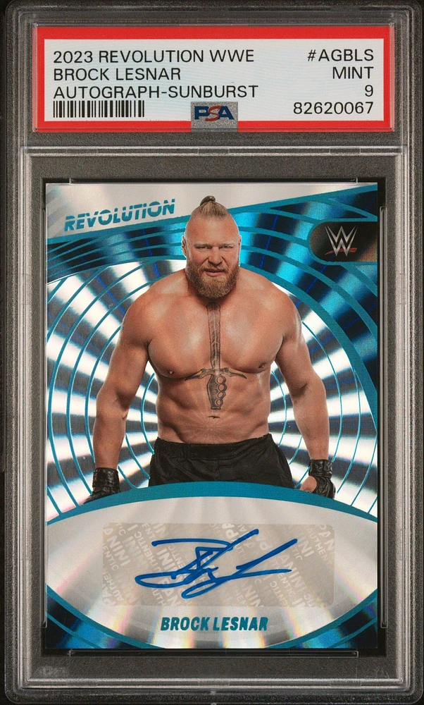 2023 Panini Revolution Wwe Autograph Agbls Brock Lesnar Sunburst PSA 9
